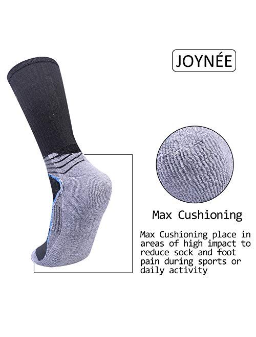 JOYNEE JOYNÉE Men's Athletic Performance Cushion Crew Socks for Running and Training 6 Pack