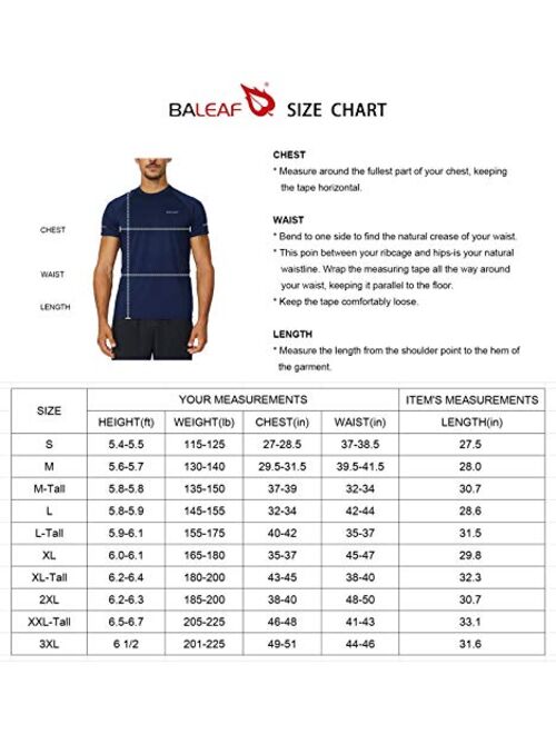 BALEAF Men's Quick Dry Short Sleeve T-Shirt Sun Protection Running Workout Shirts