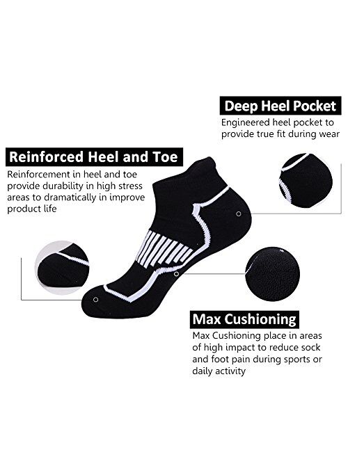 JOYNEE JOYNÉE Mens Ankle Athletic Low Cut Socks With Comfort Cushion for Running Tab Sock 6Pack