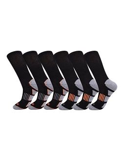 Mens 6 Pack Athletic Cushion Crew Socks Performance Running Socks