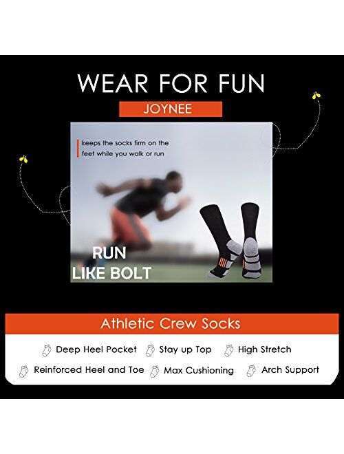 JOYNEE JOYNÉE Mens 6 Pack Athletic Cushion Crew Socks Performance Running Socks