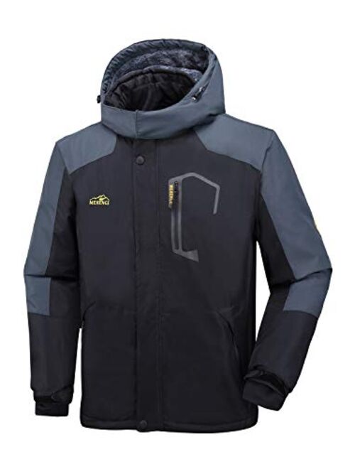 CIOR Men's Mountain Waterproof Ski Jacket II Windproof Rain Jacket Winter Warm Snow Coat with Removable Hood 