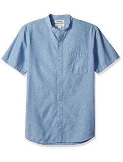 Amazon Brand - Goodthreads Men's Standard-Fit Short-Sleeve Band-Collar Chambray Shirt