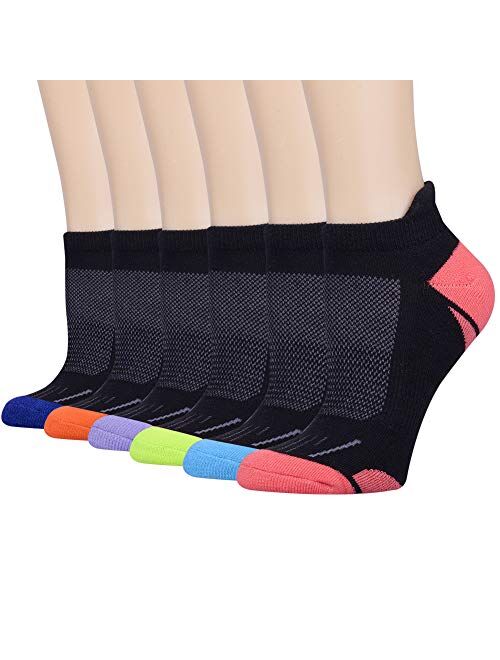 JOYNEE Womens Athletic Ankle Sports Running Low Cut Tab Cushioned Socks 6 Pack