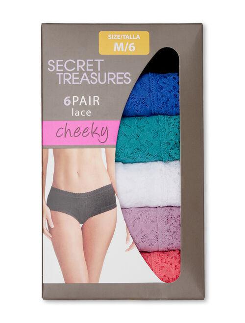 Secret Treasures Women's Lace Cheeky Panties, 6-Pack