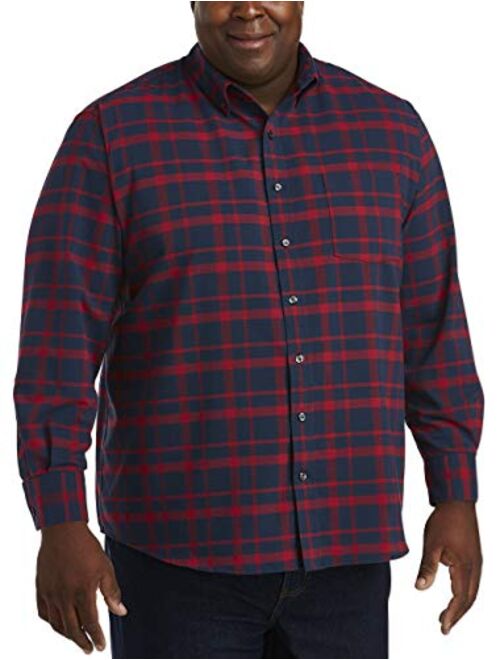 Amazon Essentials Men's Big & Tall Long-Sleeve Patterned Oxford Shirt with Pocket fit by DXL