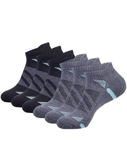 Mens Ankle Athletic Sports Running Tab Low Cut Cushioned Socks 6 Pack