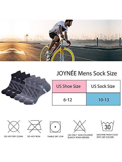 JOYNEE Mens Ankle Athletic Sports Running Tab Low Cut Cushioned Socks 6 Pack