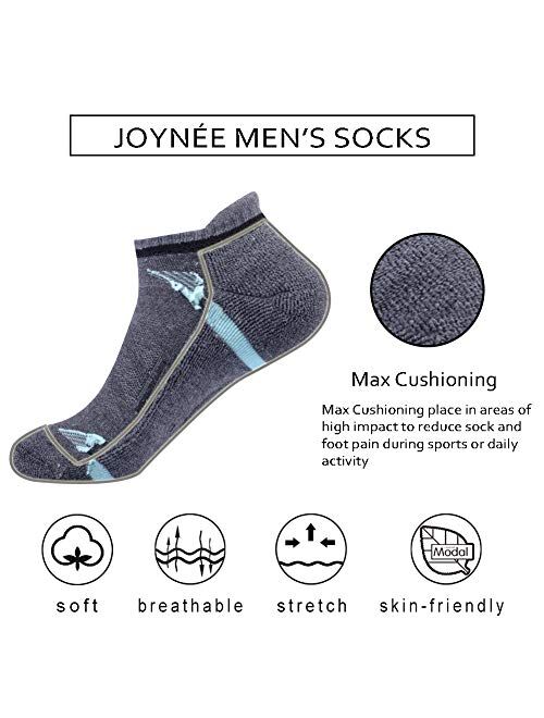 JOYNEE Mens Ankle Athletic Sports Running Tab Low Cut Cushioned Socks 6 Pack