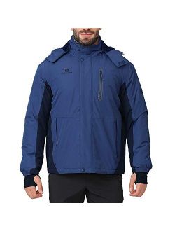 CAMEL CROWN Mens Waterproof Winter Coat Snow Ski Jacket Warm Fleece Mountain Windproof Detachable Hood Jackets Raincoat