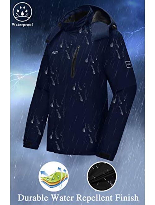 DLGJPA Men's Mountain Waterproof Ski Jacket Hooded Windbreakers Windproof Raincoat Winter Warm Snow Coat