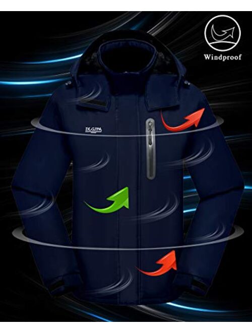 DLGJPA Men's Mountain Waterproof Ski Jacket Hooded Windbreakers Windproof Raincoat Winter Warm Snow Coat