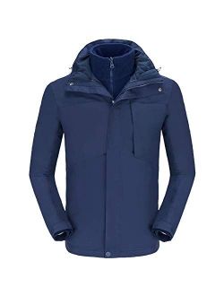 CAMELSPORTS Men's Mountain Ski Jacket 3 in 1 Waterproof Winter Jacket Warm Snow Jacket Hooded Rain Coat Windproof Winter Coat