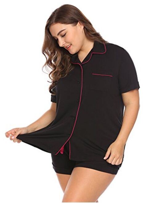 Women's Plus Size Sleepwear Short Sleeve Pajama Set with Pj Shorts 16W-24W