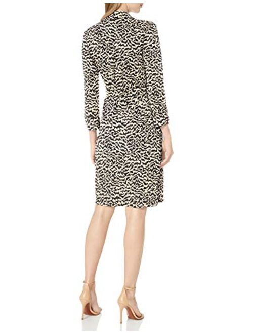 Amazon Brand - Lark & Ro Women's Matte Jersey Collared V-Neck Long Sleeve Wrap Dress