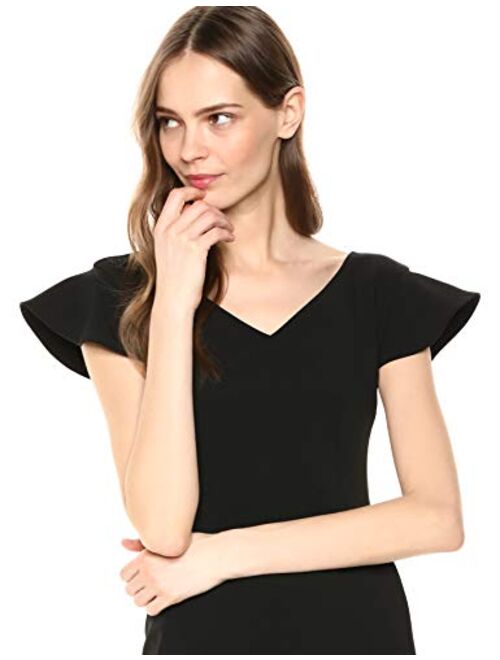 Amazon Brand - Lark & Ro Women's Flutter Sleeve Double V Neck Sheath Dress
