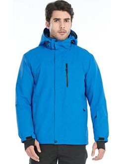Men's Waterproof Ski Snow Jacket Fleece Lined Warm Winter Rain Jacket with Hood