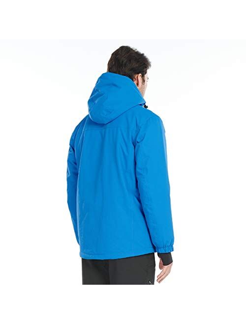 FREE SOLDIER Men's Waterproof Ski Snow Jacket Fleece Lined Warm Winter Rain Jacket with Hood
