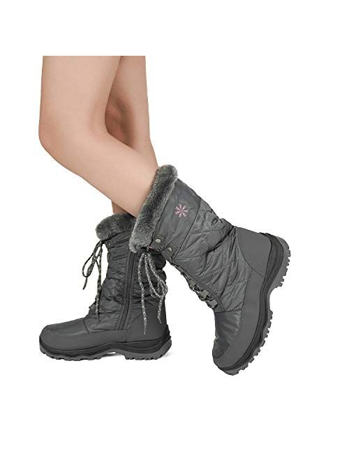 DREAM PAIRS Women's Warm Faux Fur Lined Mid-Calf Winter Snow Boots