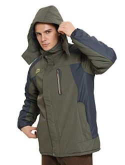 4HOW Mens Water Resistant Ski Jacket Hooded Outdoor Fleece Coat
