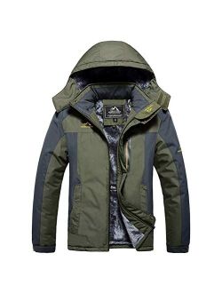 Men's Winter Coats Waterproof Ski Jacket Fleece Lined Windproof Warm Snow Jacket with Hood 4 Pockets