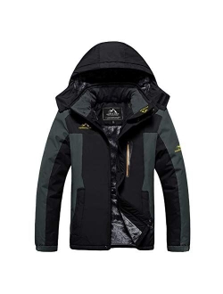 Men's Winter Coats Waterproof Ski Jacket Fleece Lined Windproof Warm Snow Jacket with Hood 4 Pockets