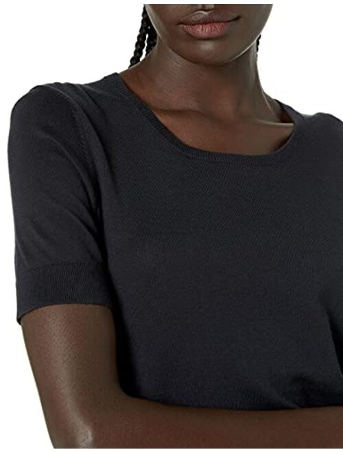 Amazon Brand - Lark & Ro Women's Short Sleeve Crew Neck Pima Cotton Sweater