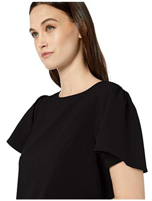 Amazon Brand - Lark & Ro Women's Short Sleeve Stretch Woven Flutter Top