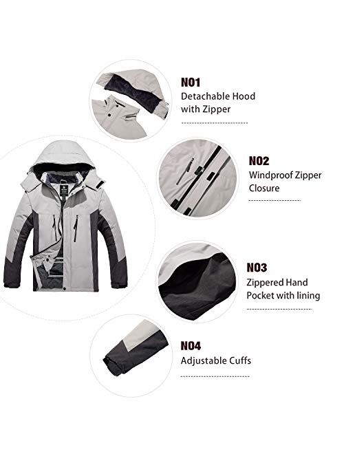Wantdo Men's Mountain Skiing Jacket Fleece Snowboarding Jackets Waterproof Winter Snow Coat Windproof Raincoat