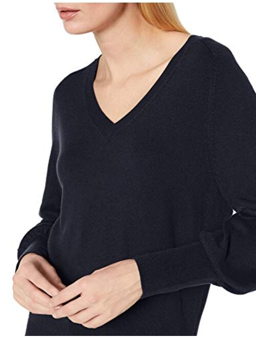 Amazon Brand - Lark & Ro Women's Long Balloon Sleeve V-Neck Sweater