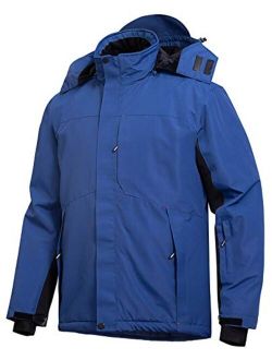 Wespornow Men's-Ski-Jacket Winter-Waterproof-Windproof-Mountain-Ski-Snow-Coat Warm Fleece Rain Jackets for Snowboarding