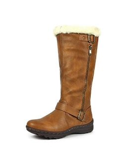 Women's Winter Fully Fur Lined Zipper Closure Snow Knee High Boots