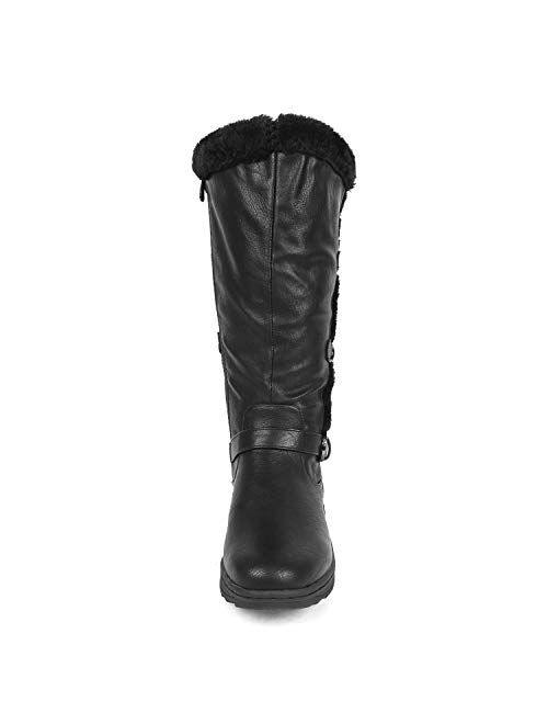 DREAM PAIRS Women's Winter Fully Fur Lined Zipper Closure Snow Knee High Boots