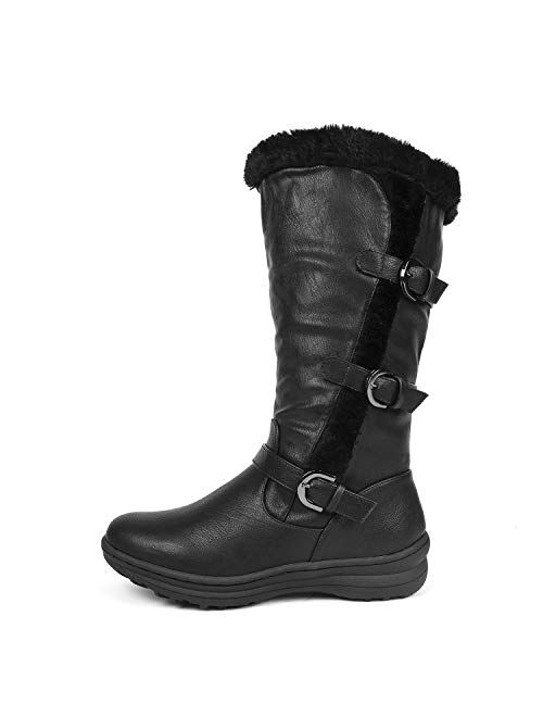 DREAM PAIRS Women's Winter Fully Fur Lined Zipper Closure Snow Knee High Boots