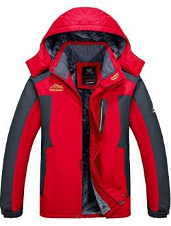 Vcansion Men's Waterproof Mountain Jacket Fleece-Lined Ski Jacket Outerwear Windproof Snow Coat Rain Jacket