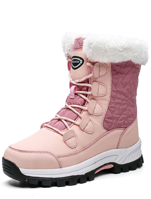 Women's Warm Waterproof Comfortable Mid Calf Fur Winter Outdoor Snow Boots