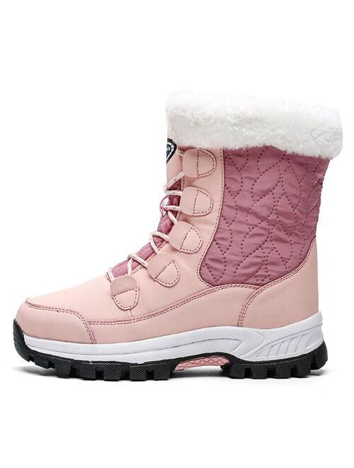 Women's Warm Waterproof Comfortable Mid Calf Fur Winter Outdoor Snow Boots