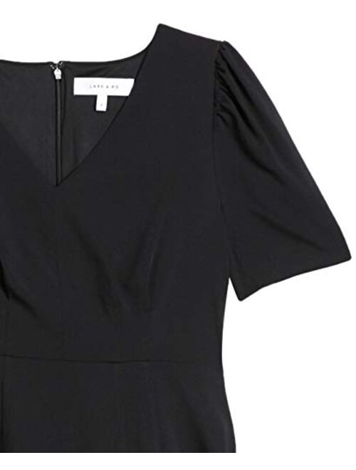 Amazon Brand - Lark & Ro Women's Florence Gathered Detail Half Sleeve V-Neck Dress