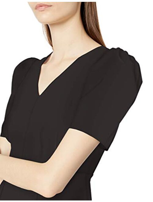 Amazon Brand - Lark & Ro Women's Florence Gathered Detail Half Sleeve V-Neck Dress