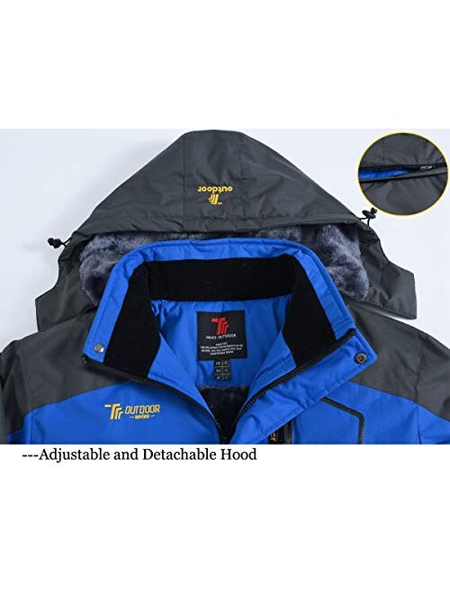 Rdruko Mens Waterproof Ski Jacket Outdoor Windbreaker Fleece Hooded Rain Winter Coat 