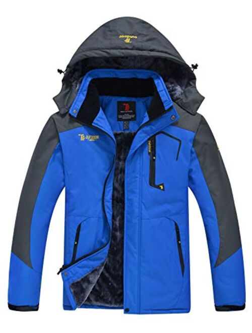 Rdruko Men's Outdoor Ski Snow Jacket Waterproof Fleece Mountain Hooded Rain Coat