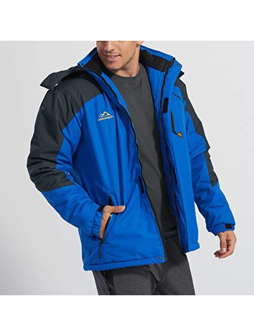 TACVASEN Men's Outdoor Jackets Winter Waterproof Windproof Ski Snowboard Fleece Lined Jacket Hooded