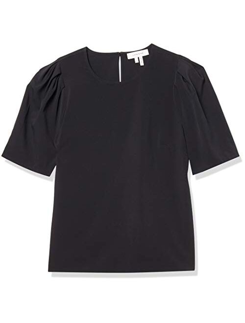 Amazon Brand - Lark & Ro Women's Stretch Woven Half Sleeve Crew Neck Shirt