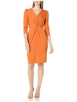 Amazon Brand - Lark & Ro Women's Long Sleeve Matte Jersey Twist Front Dress