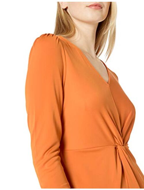 Amazon Brand - Lark & Ro Women's Long Sleeve Matte Jersey Twist Front Dress