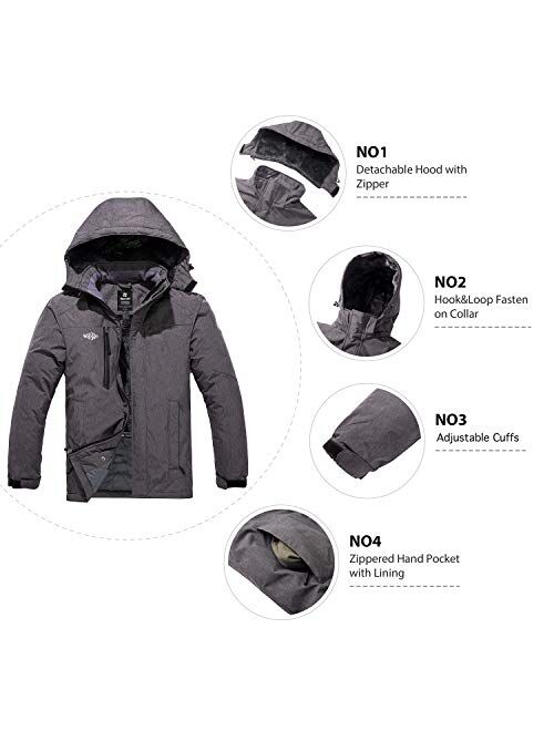 Wantdo Men's Mountain Ski Jacket Waterproof Snowboarding Jackets Warm Winter Snow Coat Outdoor Fleece Raincoats