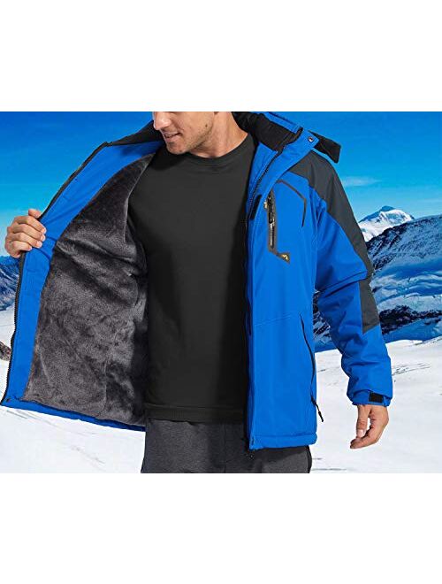 FASKUNOIE Men's Winter Coats Windproof Warm Fleece Ski Snowboarding Jackets Parka with Zipper Pockets