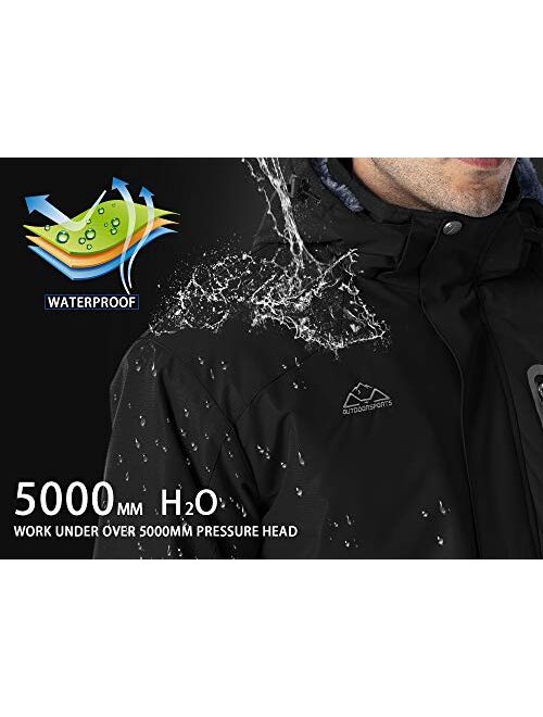 TBMPOY Men's Ski Jacket Hooded Sportswear Windproof Waterproof Windproof Outdoor Rain Jacket