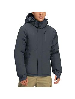 Mens Winter Jacket Waterproof Warm Snow Ski Jackets Faux Fur Fleece Rain Coats with Removable Hood and Windproof Cuffs
