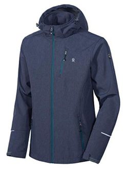 Little Donkey Andy Men's Softshell Jacket Ski Jacket with Removable Hood, Fleece Lined and Water Repellent